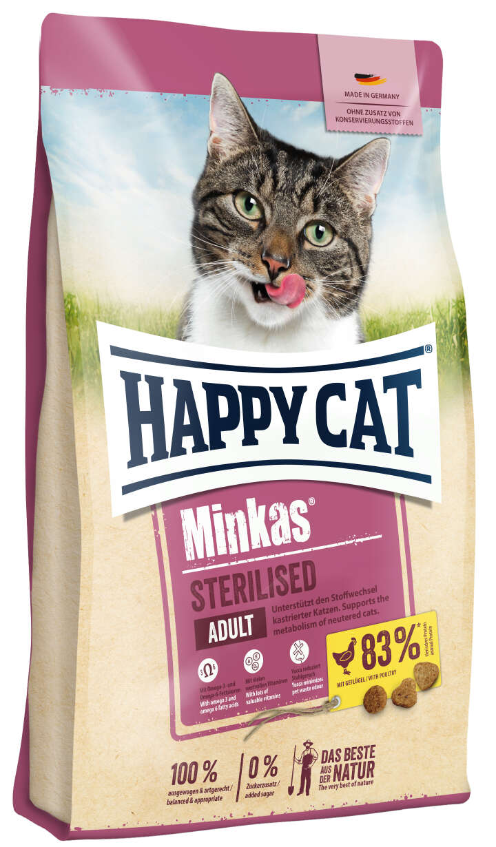 HAPPY CAT Katzen-Trockenfutter Minkas Sterilised Geflügel